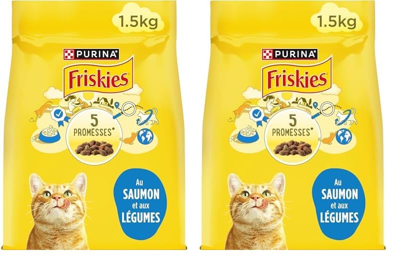 FRISKIES Au Saumon et aux Légumes - 1,5 KG - Croquettes pour Chat...