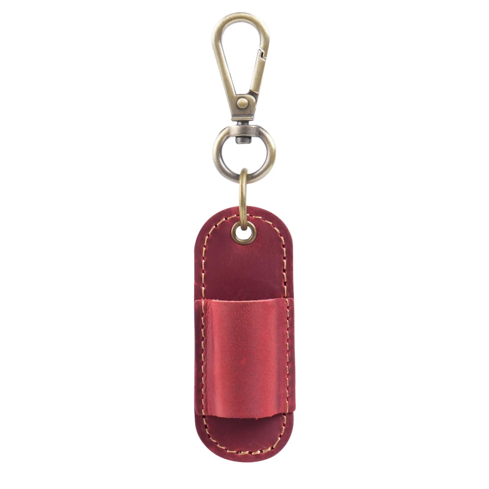 Ladfrtyu Red Fountain Pen Holder Pen Holder With Keychain Clip Leather Portable Pencil Clip-On Bag For Office And Travel(Red)