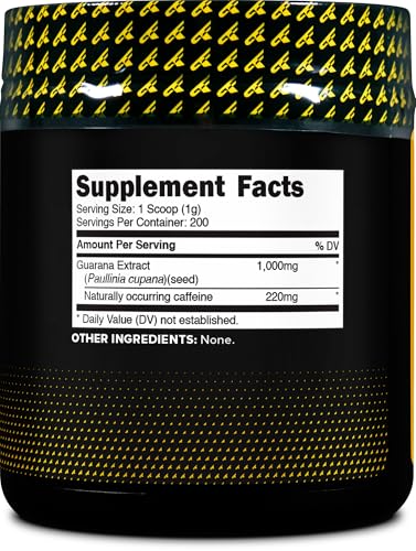 Image of Primaforce Guarana Powder (200g) Unflavored, 1g Per Serving (Pack of 3)