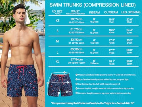 Image of Mens Swim Trunks Compression Liner No Mesh Swimming Trunks Men Swimwear Quick Dry Above Knee Zipper Pocket Swim Shorts