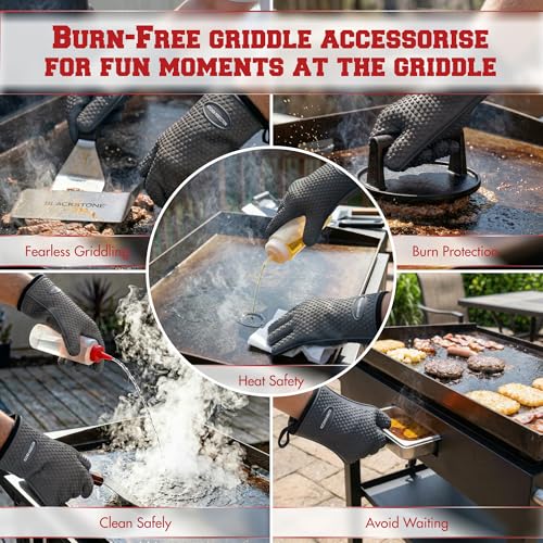 Image of KITCHEN PERFECTION Silicone Oven & Griddle Gloves -Extreme Heat Resistant BBQ & Grilling Gloves -Handle Hot Food Right on Your Griddle |Waterproof Oven Mitts Grill Gloves |Superior Set+3 Bonuses