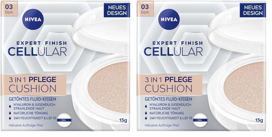 NIVEA 3in1 Anti-Age Pflege Kissen für natürliche Tönung und Feuchtigkeit, Für Helle Hauttypen, 15 ml (Packung mit 2)