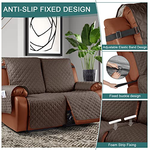 Ruaozz Waterproof Recliner Sofa Cover Couch Covers 1-Piece Washable Reclining Sofa Cover Furniture Protector With Elastic Straps Pocket For Kids, Dogs, Pets (Brown, 2 Seater) #TOP4
