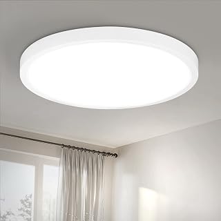 ZMH Bathroom Ceiling Lights LED Light – White Flush Mount Ceiling Light Cool White Round Lighting Ceiling for Living Room Kitchen Bedroom Hallway Outside Porch 6500K Ø22cm 15W IP44 Waterproof