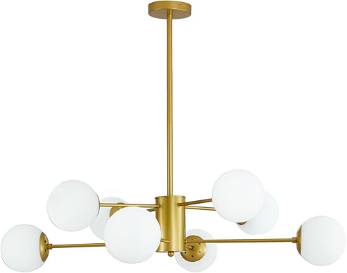 Lámpara de araña Sputnik de cristal de 36 pulgadas, moderna lámpara de araña dorada, lámpara colgante de bola de globo vintage, montaje empotrado, disponible en Yaxa Colombia