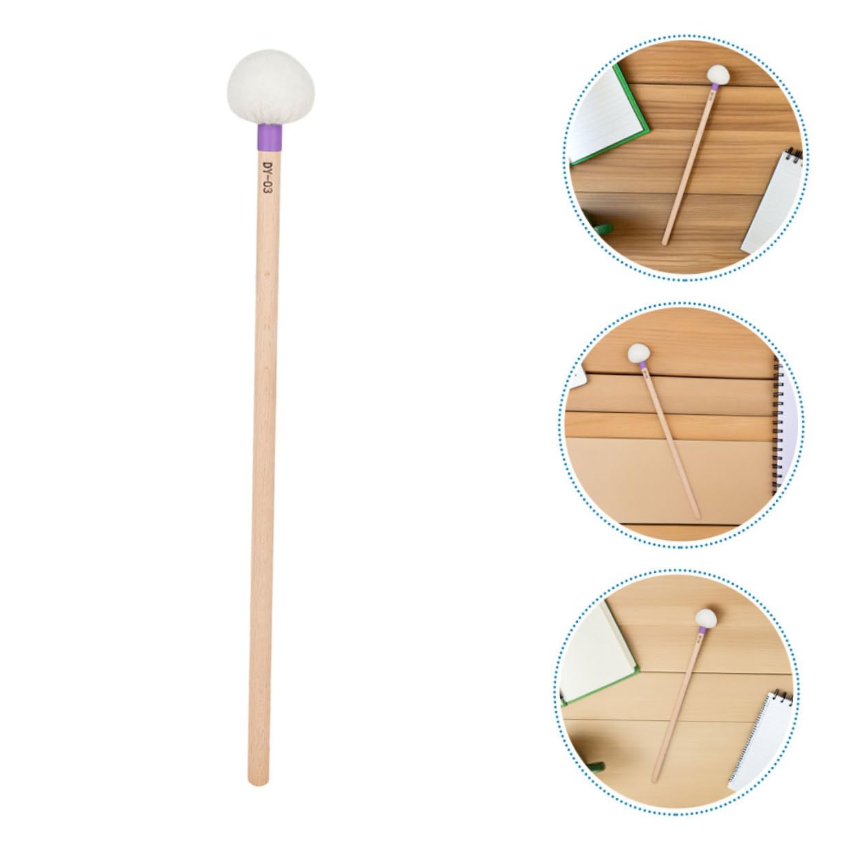 Mazos para Timbales de Fieltro con Mango de Madera, 4 Piezas Púrpura | Uso en Ensayos de Banda y Percusión, Diseño Elegante y Único, Sonido Preciso con Menor Fatiga