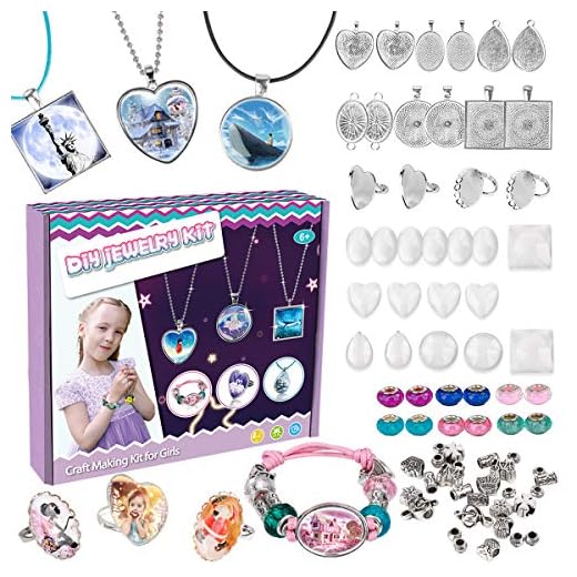 Meland Jewelry Making Kit for Girls - Art & Craft Set with Necklace Pendant, Bracelet & Rings, DIY Jewelry Kit with Color Beads, Charm Accessories - Craft Gift for Girls Teens for Birthday Christmas
