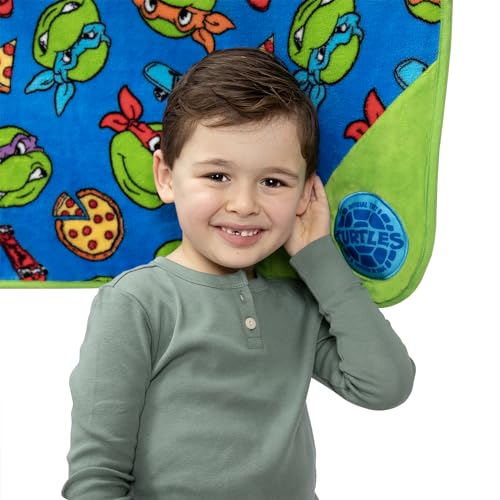 Image of Teenage Mutant Ninja Turtles Musical Warm, Plush, Throw Blanket - Extra Cozy and Comfy for Your Toddler, Blue, Toddler (Pack of 6)