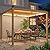 Outsunny Louvered Pergola with Solar LED Lights, 10' x 10' Outdoor Pergola Metal Patio Hardtop Gazebo with Adjustable Metal Louvered Roof, Drainage Gutters, Handle for Deck, Brown