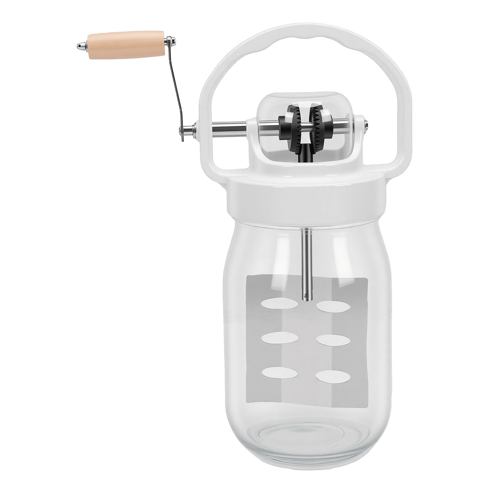 ASHATA Mantequilla Manual de 1500 Ml con Tarro de Cristal para Mantequilla Casera y Herramienta de Cocina Más Segura