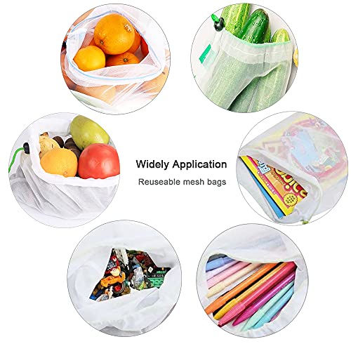 16 Pcs Mesh Small Toy Bags For Storage, 3 Sizes Reusable Mesh Drawstring Produce Bags Puzzle Bag For Kids Storage Playroom Organization, Fruits, Vegetable #TOP6
