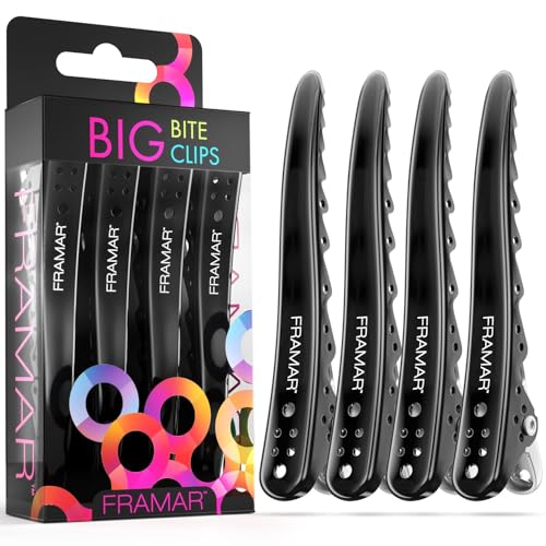 FRAMAR Pinces à cheveux métal styling, extra fortes, noir, 4 pk