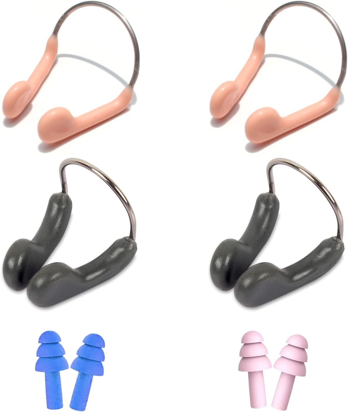 4pcs Boxed Swimming Nose Clips with 2 Pairs of Earplugs, Waterproof