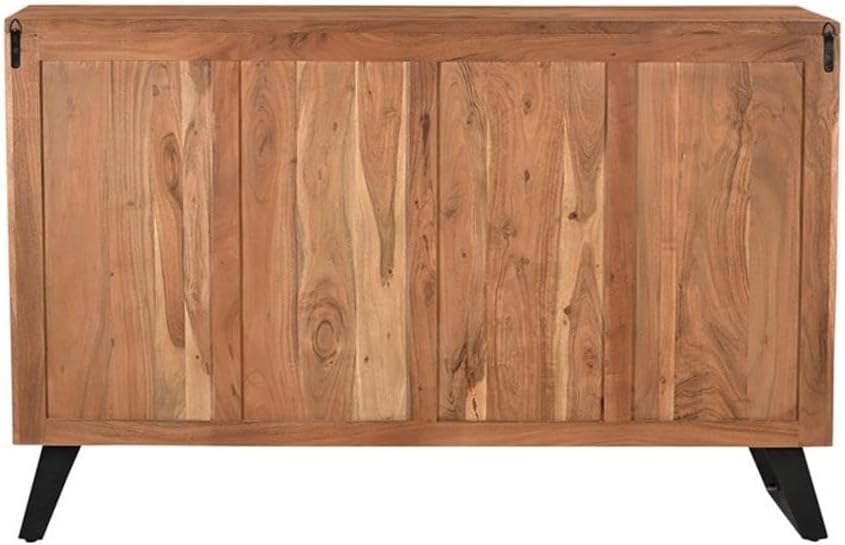 Pemberly Row 6-Drawer Live Edge Solid Acacia Wood Dresser, Brown Finish with Black Metal Legs, 60 in Wide Horizontal Design, Modern Industrial Style Bedroom Storage Furniture