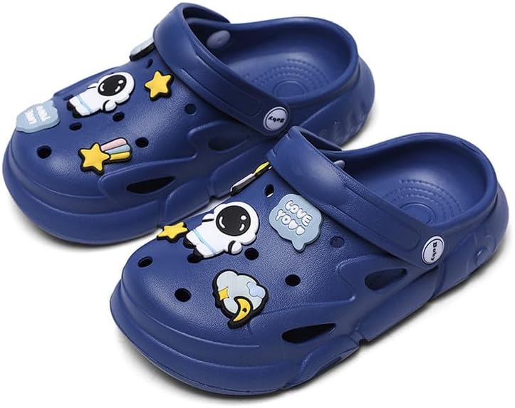 Summer Garden Shoes for Boys and Girls Unisex Pattern EVA Children's Shoes Lining Clog Kid Slippers Blue 34-35