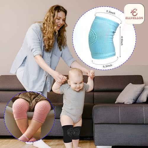 Image of 1 Pair Baby Elbow Knee Protection, Anti Slip Skid Comfort Socks For Safe Crawling and Walking, Baby Knee Elbow Cotton Socks & Pads For Toddlers, Babies & Kids. (Multicolour)