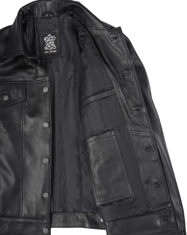 Blingsoul Premium Vintage Leather Jacket Men - Real Lambskin Trucker Mens Leather Jackets - Image 5