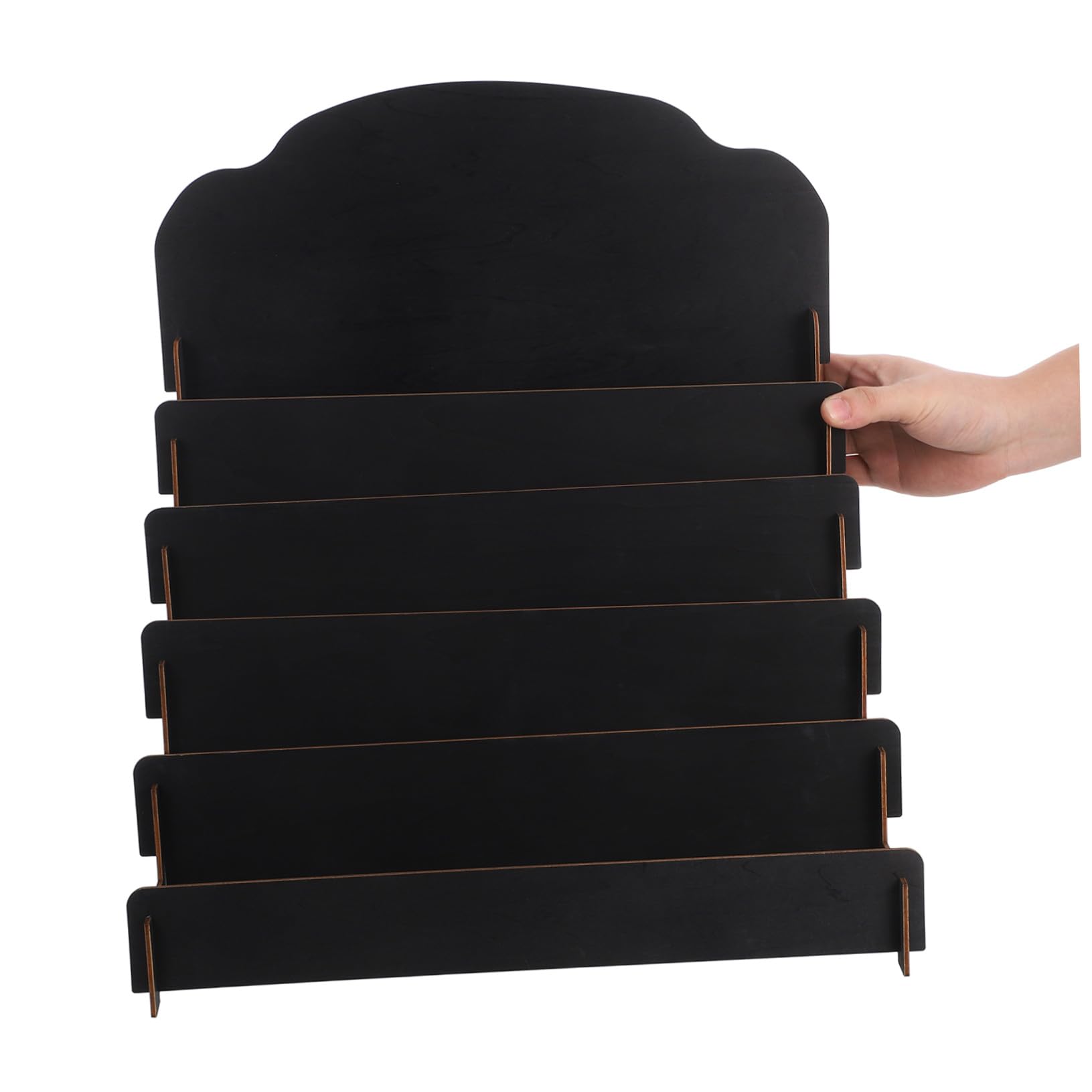 LIFKOME Expositor de Tarjetas de Madera Negro de 5 Niveles para Sobremesa