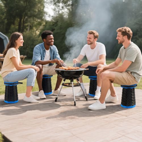 Image of Doseno Collapsible Stool 2 Pack, Portable Telescoping Seat, Light Blue