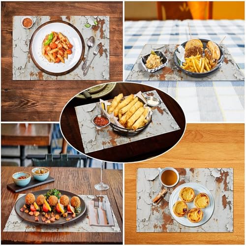 Set de table PVC blanc rouille 45x30 cm lot de 6 lavables - 6