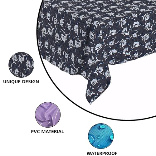 Image of Dakshya Industries PVC Waterproof Withoutlace Dining Table Cover (Size - 54X78 Inch) Rectangle 6 Seater Heat Rasistant Table Cloth (T13)