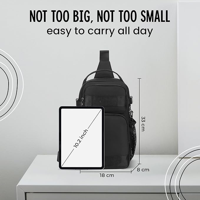 Image of Sling Bag for Men & Women- Crossbody Sling Bag for Travel, Cycling & Hiking | Waterproof Shoulder Bag with Compartment and Zipper Pockets