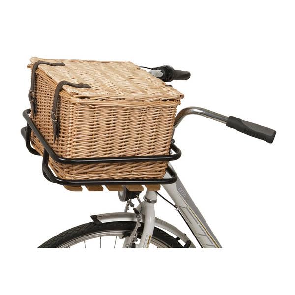 Fahrrad Weidenkorb, vorne, mit Deckel, Handgefertigt aus Weidengeflecht, UNIVERSAL von M-Wave