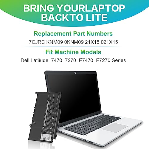 Image of ASUNCELL 7CJRC Laptop Battery for Dell Latitude 7470 7270 E7470 E7270 Battery 7CJRC KNM09 0KNM09 21X15 021X15 TX283 0TX283