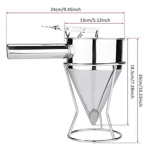 XMSound Embudo de pistón embudos de confitería de acero inoxidable con dispensador de masa de soporte herramienta de decoración de pasteles ideal