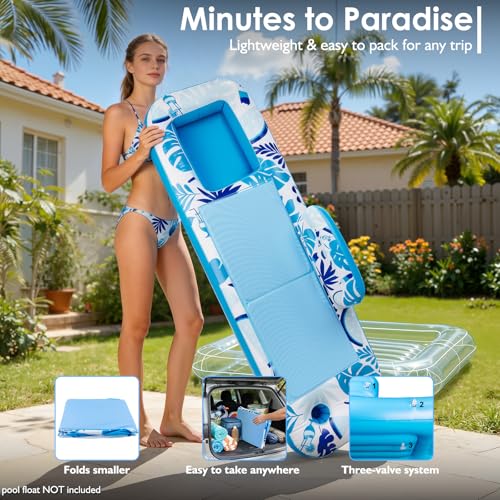 Inflatable Tray for Tanning Pool Float – 61" L x 18" W Extra Large Tray with Non-Slip and Cooler Container, Designed for Sunbathing Bed, Tanning Lounge & Water Blow Up, Ball Pit, Party Gifts