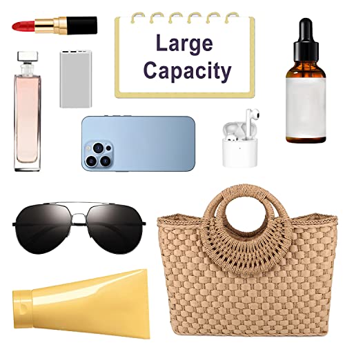 Bolso Retro de Paja para Mujer Verano Grande Kaki miniatura 5