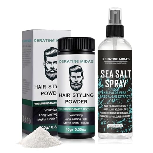 Sea Salt Spray, 120ml Spray Sal Marina Pelo Hombre+10g Polvos Volumen Pelo Hombre, Polvo Texturizador, Mejora el Brillo y el Volumen Para Todo Tipo de Cabello, Crea un Look Natural