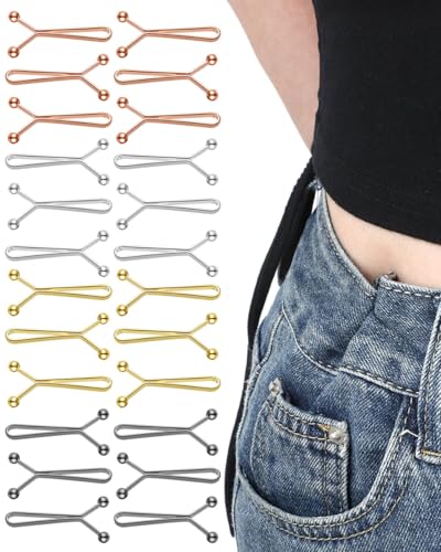 SOVYTH 24 Pièces Pince pour Pantalon Trop Large, Bouton de Jeans Serre Taille Réglable, Bouton Jean Ajustable Sans Couture pour Chemise Jean