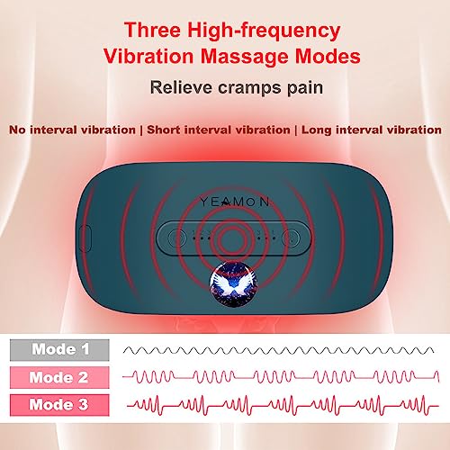 Image of Portable Cordless Heating Pad, Electric Waist Belt Device,Fast Heating Pad with 3 Heat Levels and 3 Vibration Massage Modes, Back or Belly Heating Pad for Women and Girl(Dark Blue Green)
