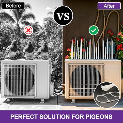 Image of Eightiz (30 Pcs with Zip Ties) Bird and Pigeon Spikes, Control Anti Bird Plastic Spikes for AC Balcony Railing Window Home Protection from Pigeon Dog Monkey Crow Kabootar Transparent(Polycarbonate)