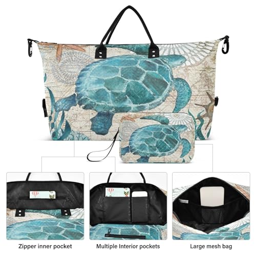 senya Weekender Bags Travel Duffel Gym Bag Sea Lives Turtle Coral Carry on Overnight Tote Bag with Toiletry Bag for Airplane Travel Trip Gym Yoga2