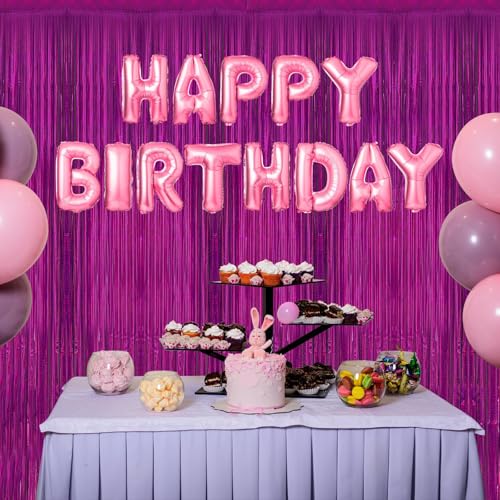 Image of 2 Pack 3.3 x 8.2 ft Tinsel Foil Fringe Curtain Backdrop, Upgraded Purple Glitter Metallic Streamers Backdrop Curtains for Birthday, Mermaid, Butterfly, Star, Space Galaxy Themed Party Decorations