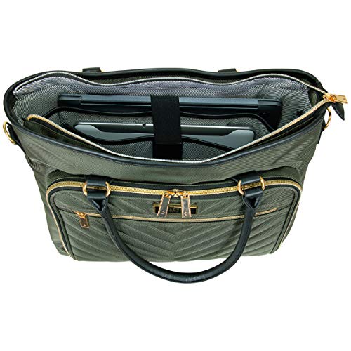 Image of KENNETH COLE Reaction Chelsea Quilted Chevron 15 inch Laptop & Tablet Business Tote With Removeable Shoulder Strap | Quilted
