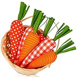 6 Pieces Easter Carrot Fabric Carrots Burlap Simulation Carrot Fake Carrot Artificial Vegetable Carrots Hanging Pendant Tiered Tray Decorations for Craft Party Supply Spring Garden, 3 Styles