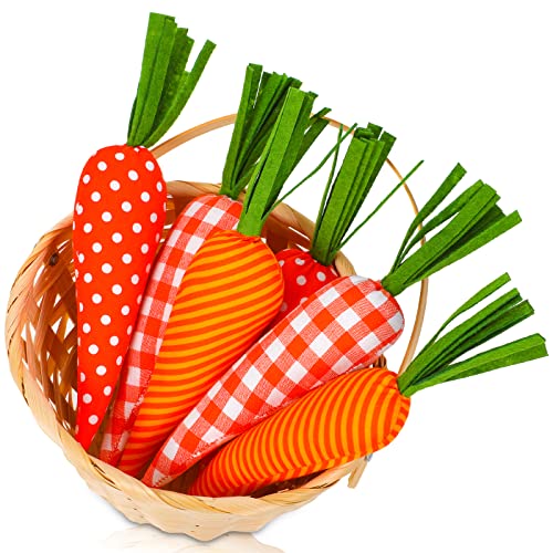 6 Pieces Easter Carrot Fabric Carrots Burlap Simulation Carrot Fake Carrot Artificial Vegetable Carrots Hanging Pendant Tiered Tray Decorations for Craft Party Supply Spring Garden, 3 Styles