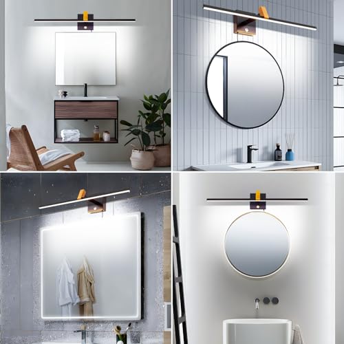 Image of Plug in Picture Light 24 inch Bathroom Vanity Light Touch Dimming 3CCT Bathroom Light Fixtures 270+170 Rotation IP44 Wall Sconce for Cabinet Living Room Hallway (Black /Brass)