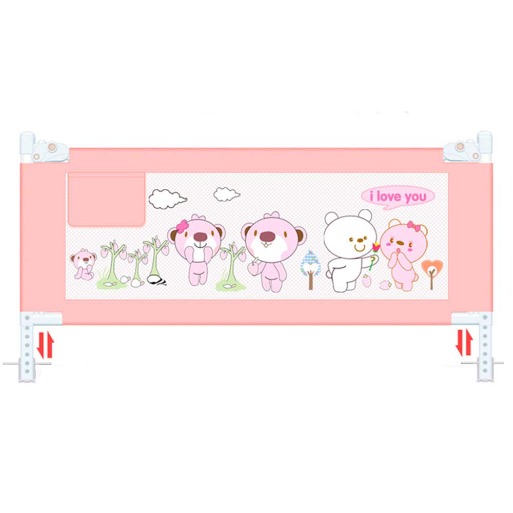Baby Bedrail Bed Guard Bumper, Lavable Vertical Lifting Crib Netting Toddler Bed, Malla Transpirable Seguridad para Cuna Niños 1pcs,Pink,200 * 86cm