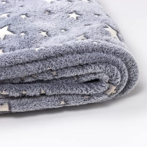 Modernmade Glow In The Dark Blanket | Super Soft Cozy Galaxy Blanket For Kids & Adults | 50" X 60" | Light Grey #TOP2