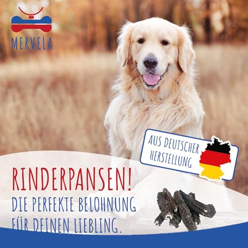 MERVELA Rinderpansen für Hunde | 1.000 Gramm | Qualität aus Deutschland | 100% natürliche Kauartikel | getrockneter Kausnack ohne Zusatzstoffe