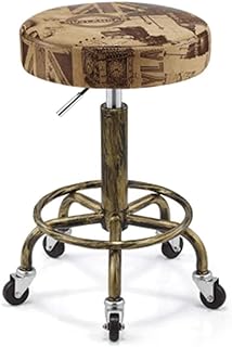 Rolling Stools Stool on Wheels Round Rolling Stool Chair PU Leather Height Adjustable Shop Swivel Stool Drafting Work Medical Spa Salon Stools with Wheels Office Chair (18) The New