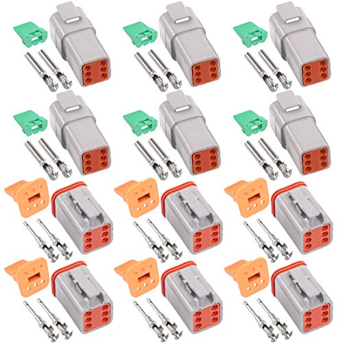 Glarks 78Pcs 6 Pin Way Sealed Gray Male and Female Auto Waterproof Electrical Wire Connector Plug 22-16AWG Connector for Motorcycle, Scooter, Car, Truck, Boats