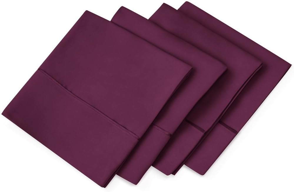 Vera Nice Hotel Collection Ultra Soft Pillow Case (4-Pack) โ All-Natural Pure Aloe Vera Treatment โ Eco-Friendly, Hypoallergenic Pillow Cover Infused with Soothing Aloe Vera - Purple - King