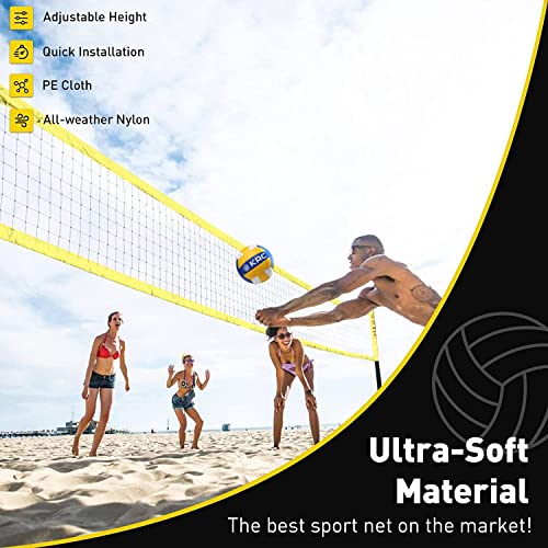 Syedee Volleyball Net, 32X3 Feet Portable Volleyball Net With Carrying Bag, Pu Volleyball, Boundary Lines, Steel Poles & Pump, Professional Volleyball Net For Backyard, Beach, Or Pool #TOP2