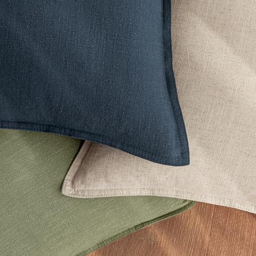Image of 24x24 Inch Set of 2 Decorative Linen Solid Throw Pillow Covers Boho Farmhouse Euro Pillows Modern Spring Home Decor for Couch Sofa Living Room Bed,Sage Green