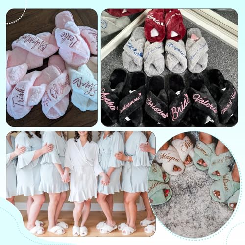 Personalized Fluffy Custom Slippers for Women - Bride, Bachelorette & Mom Slippers for Wedding, Birthday, Christmas Party4